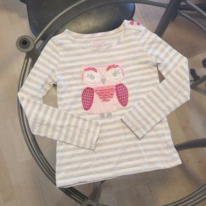 Savannah girl's long sleeve striped top with owl Size M 5-6
